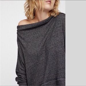 FREE PEOPLE | WE THE FREE Londontown Dark Gray Ribbed Long Sleeve Top Women’s XS